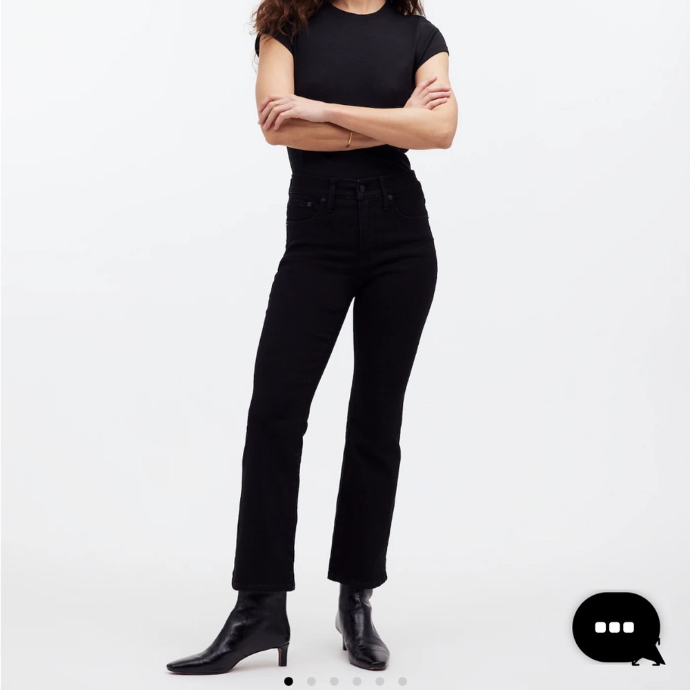 Madewell Black Rinse Wash Petite Kick Out Crop Jeans